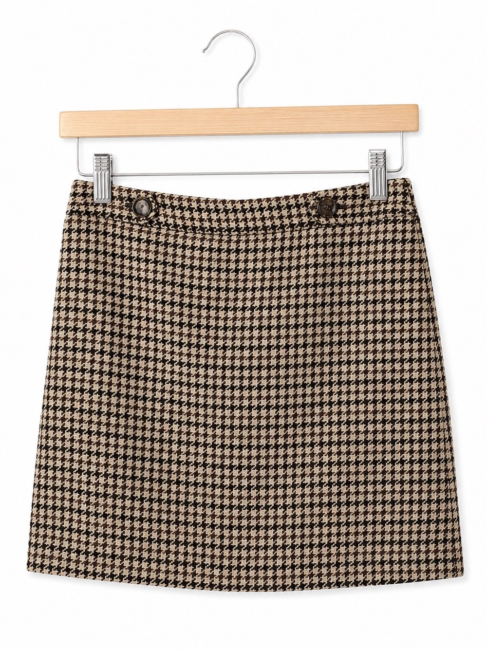 LOFT Houndstooth Mini Skirt Size 8P Pink Green Classic Preppy Work Chic